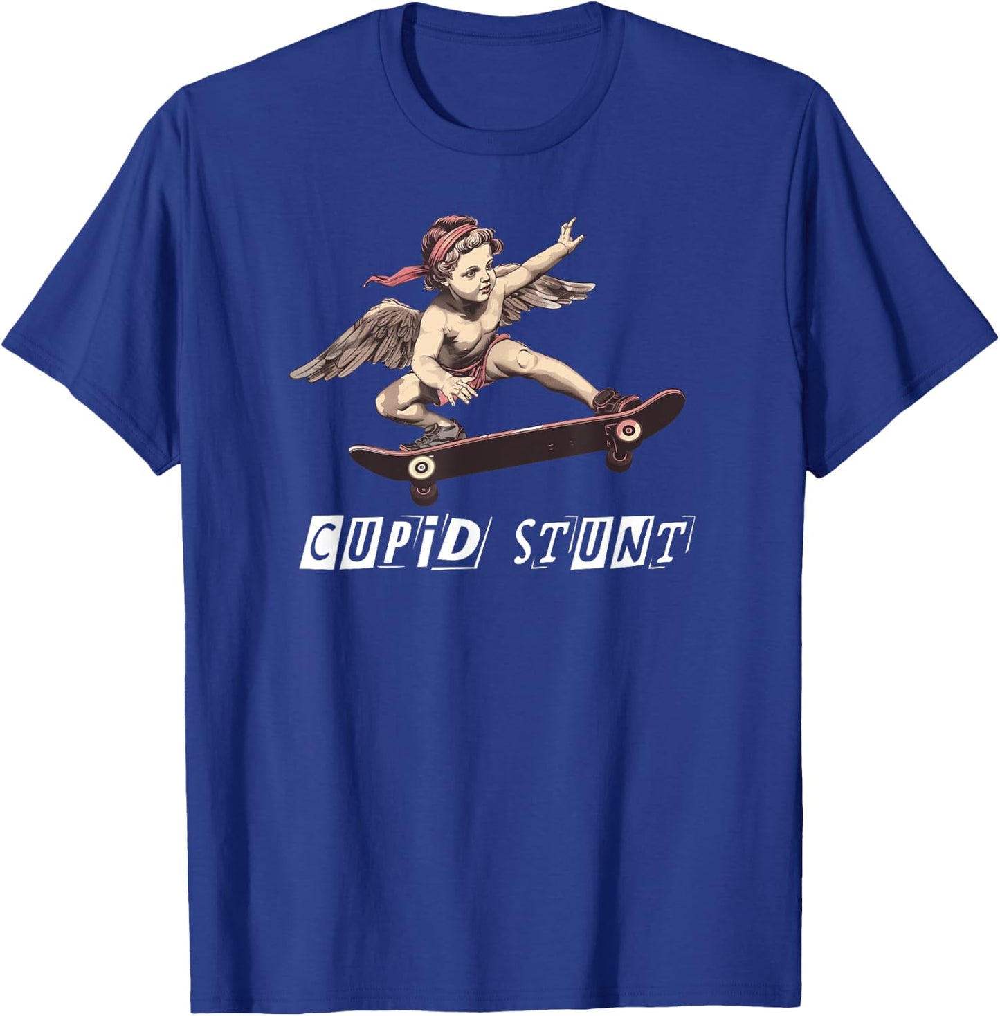 Skating Cupid C Word Funny Embarrassing Cupid Stunt T-Shirt - T-Shirt | Royal