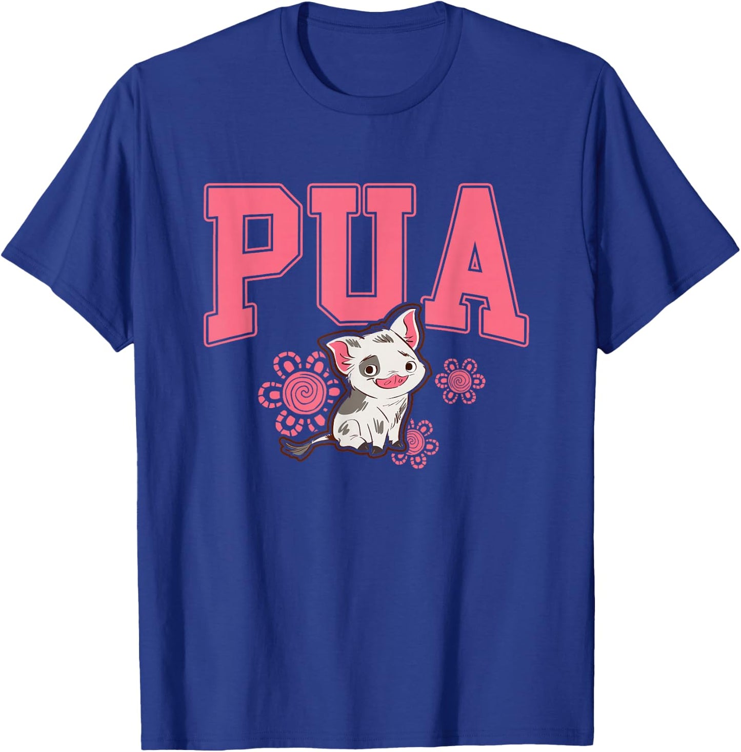 Disney Moana Cute Pua Big Chest Collegiate Text Logo T-Shirt - T-Shirt | Royal