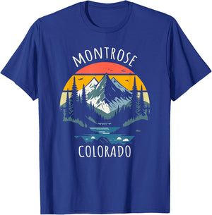 Montrose Colorado USA Retro Style Mountain Design T-Shirt - T-Shirt | Royal