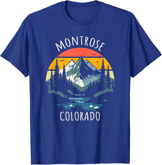Montrose Colorado USA Retro Style Mountain Design T-Shirt - T-Shirt | Royal