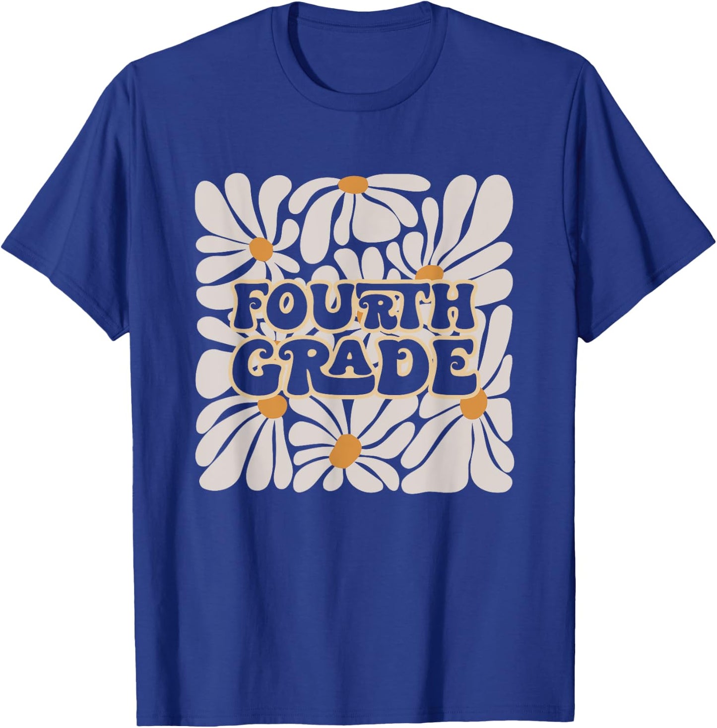 Retro Flower Power Squared Fourth 4th Grade Back To School T-Shirt - T-Shirt | Royal