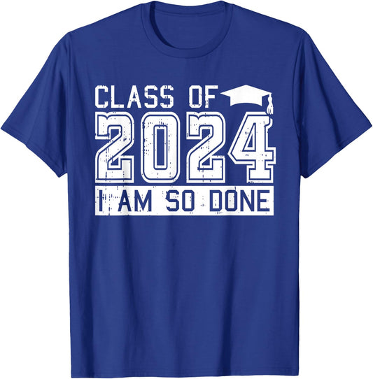 Class Of 2024 Graduation Funny Graduate Men Women Kids T-Shirt - T-Shirt | Royal