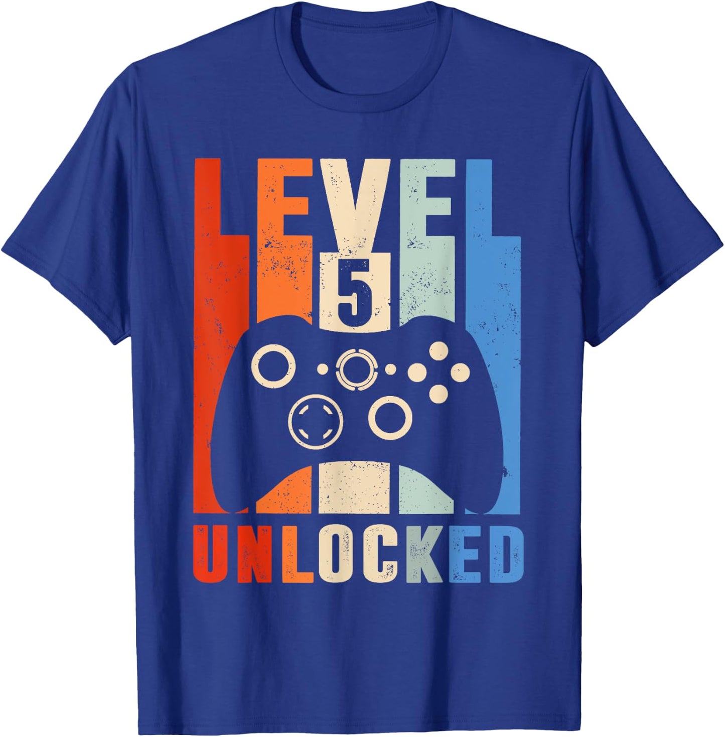 Level 5 Unlocked Shirt Funny Video Gamer 5th Birthday Gift T-Shirt - T-Shirt | Royal