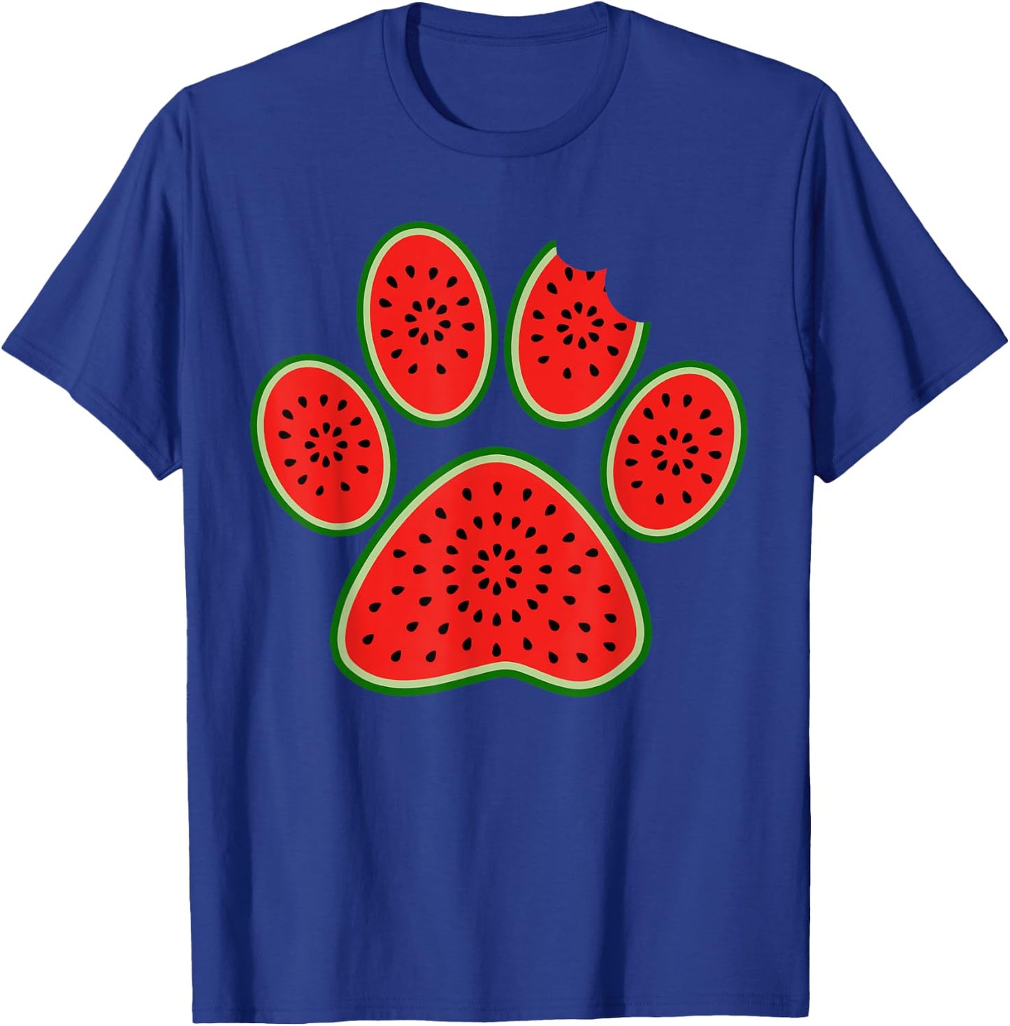 Cute Silhouette Of Dog Paw Watermelon Slice Summer Vacation T-Shirt - T-Shirt | Royal