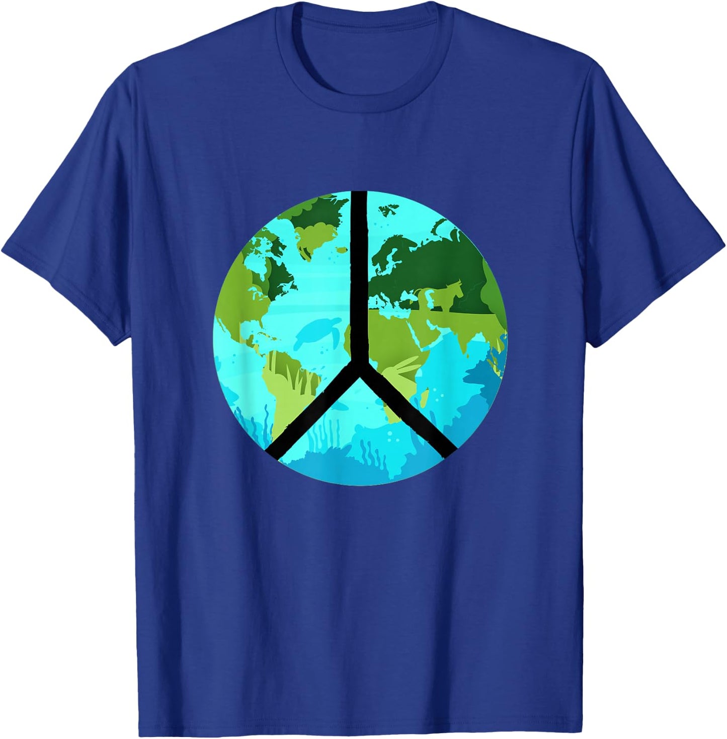 Earth Day, World Peace, Environmental Peace Sign, Hippie T-Shirt - T-Shirt | Royal