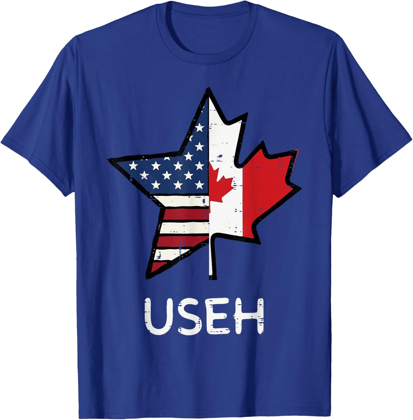 US Flag Canada Maple Leaf USEH 4th of July Men Women Kids T-Shirt - T-Shirt | Royal