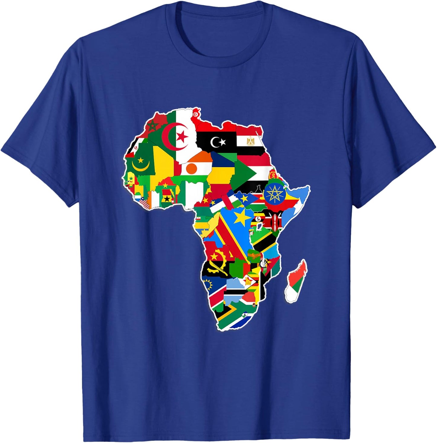 Africa Pride - Map of African Continent with Flags T-Shirt - T-Shirt | Royal