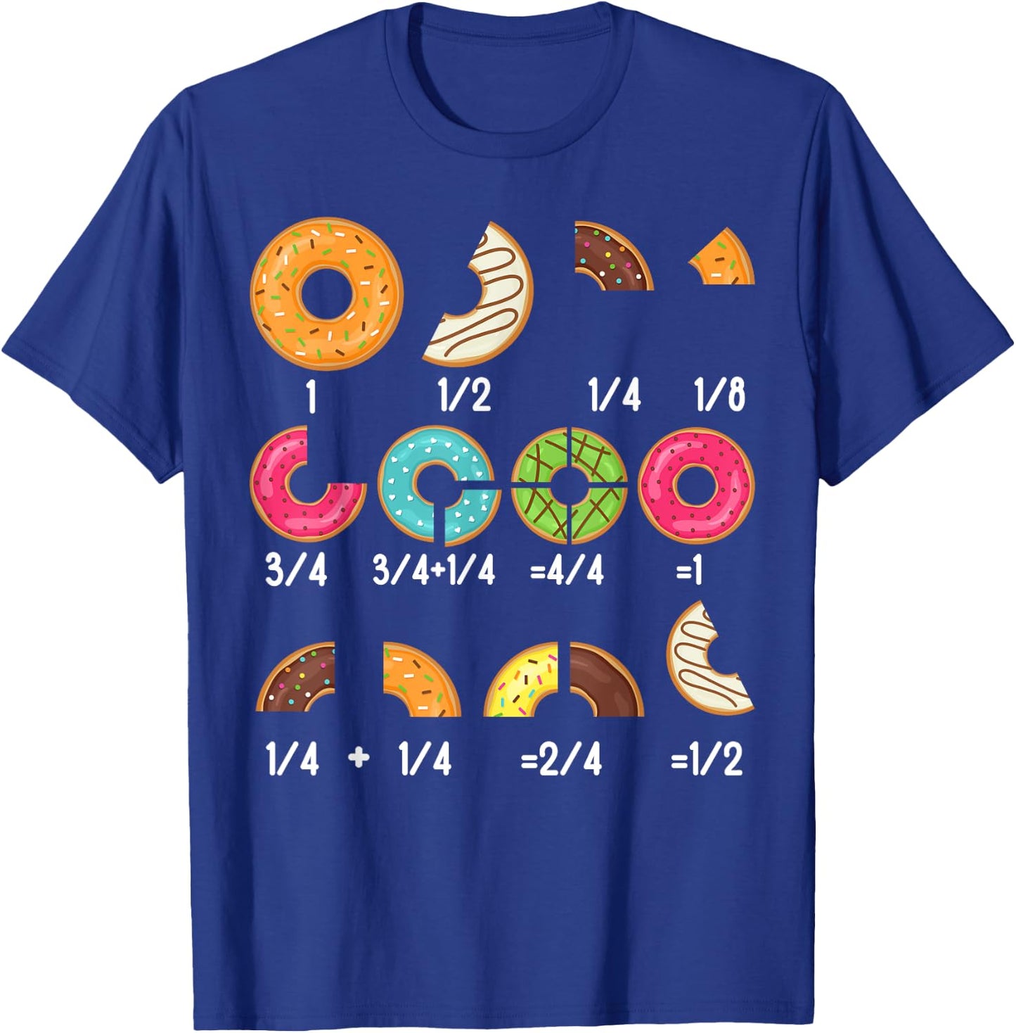 Donut Fraction Math Teachers Back To School Educational T-Shirt - T-Shirt | Royal