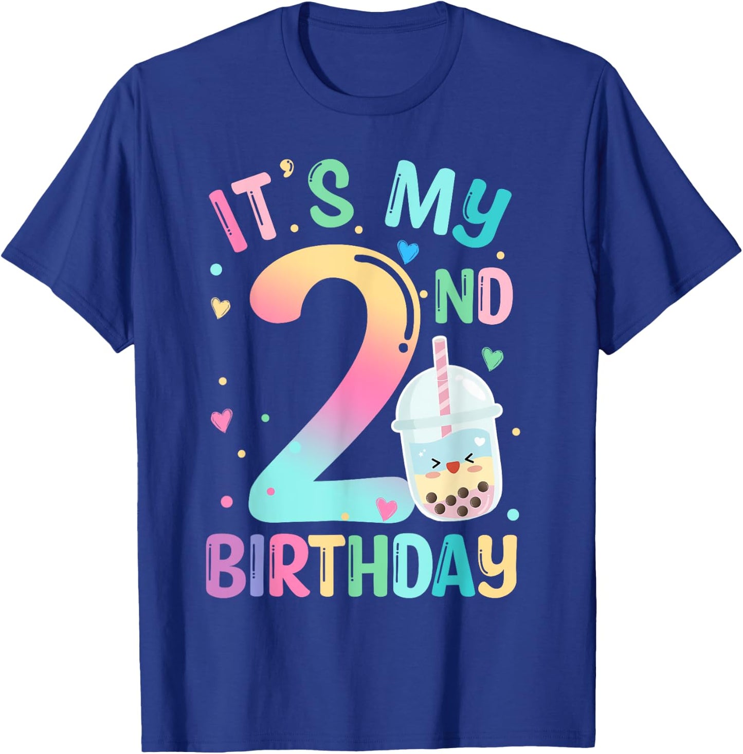 It's My 2nd Birthday Bubble Boba Tea Party 2 Year Old Girl T-Shirt - T-Shirt | Royal