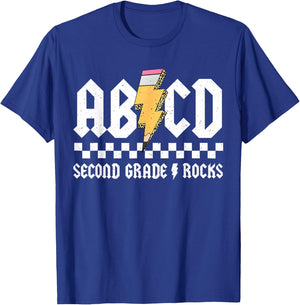 ABCD Second Grade Rocks Pencil Lightning Back To School 2024 T-Shirt - T-Shirt | Royal