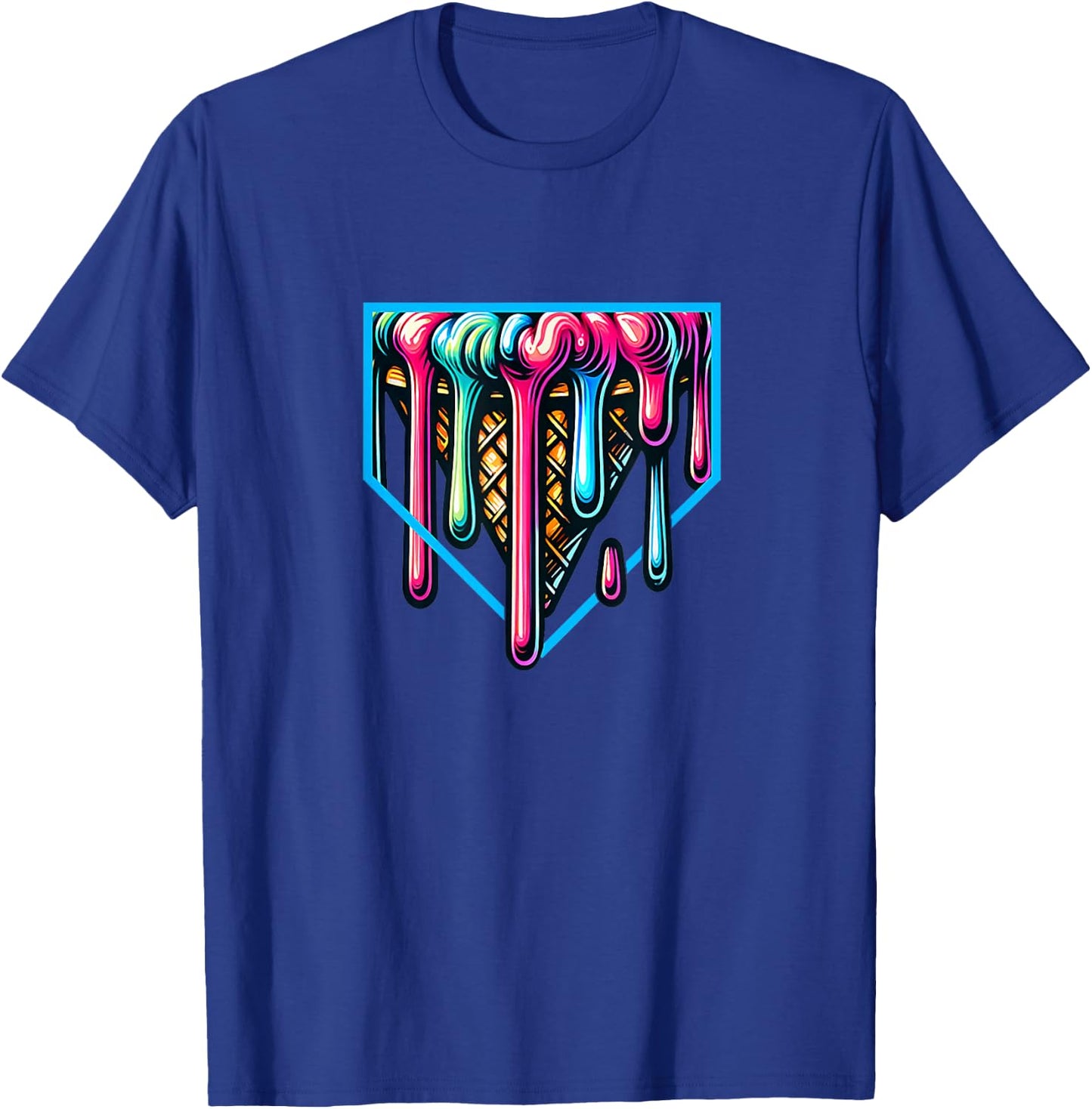 Home-Plate Drip Ice-Cream for Softball & Baseball Fans T-Shirt - T-Shirt | Royal