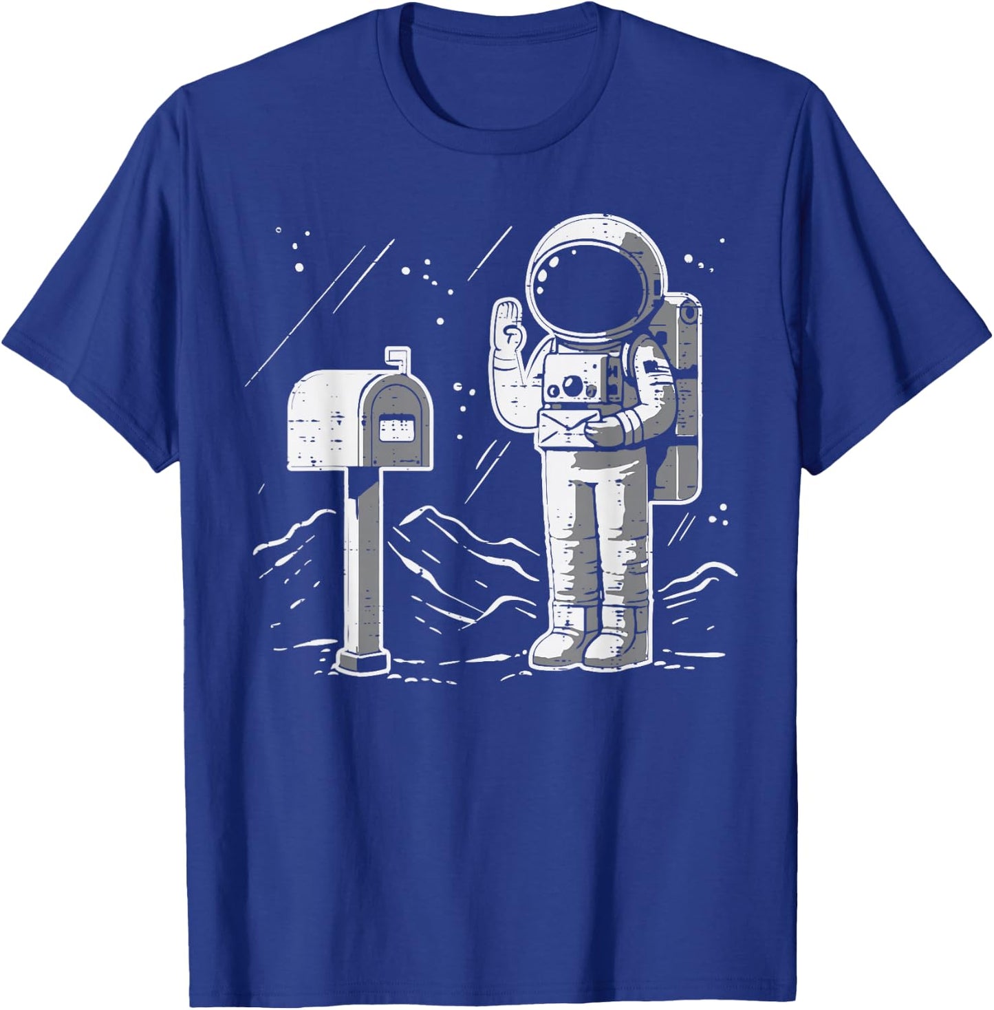 Astronaut Mailbox Funny Space Mailman Postal Men Women Kids T-Shirt - T-Shirt | Royal