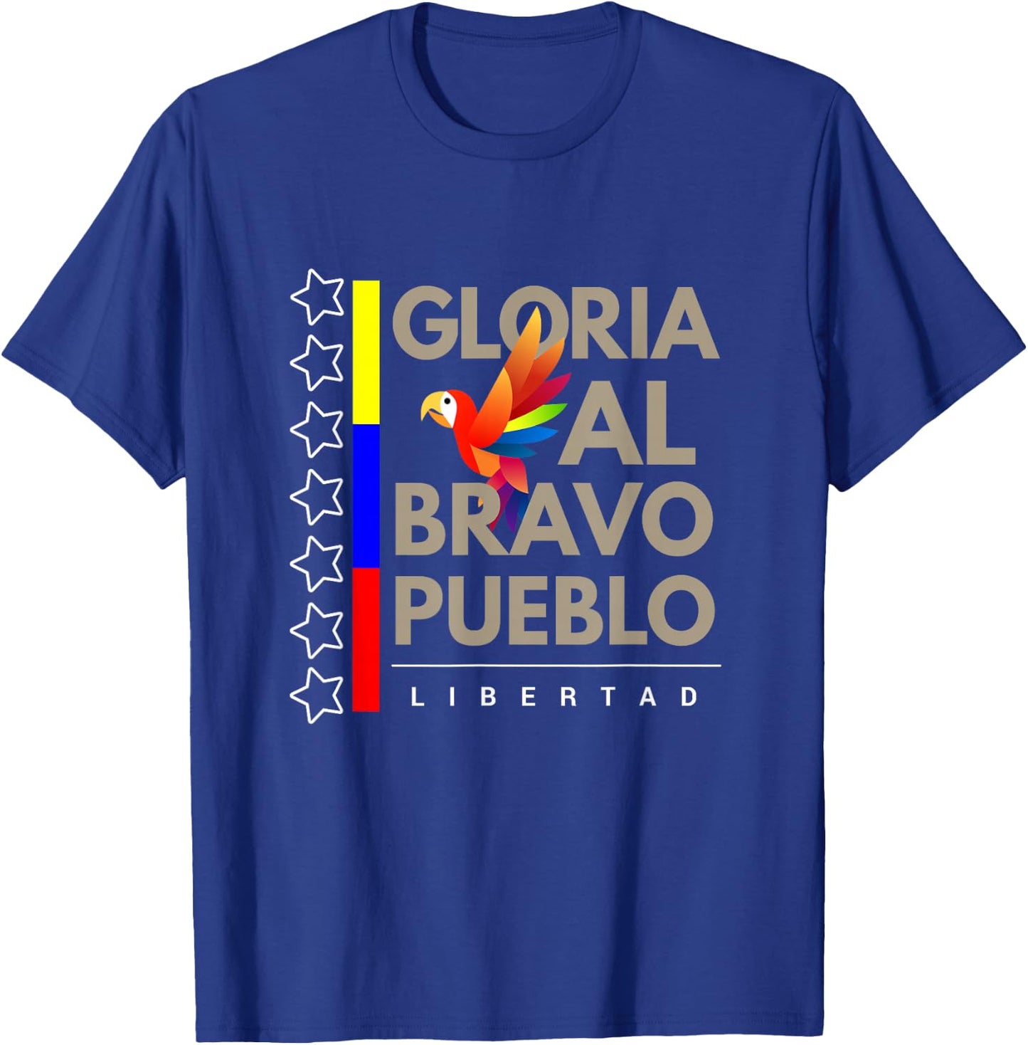 Venezuelan Flag Gloria al Pueblo 7 Stars Guacamaya T-Shirt - T-Shirt | Royal