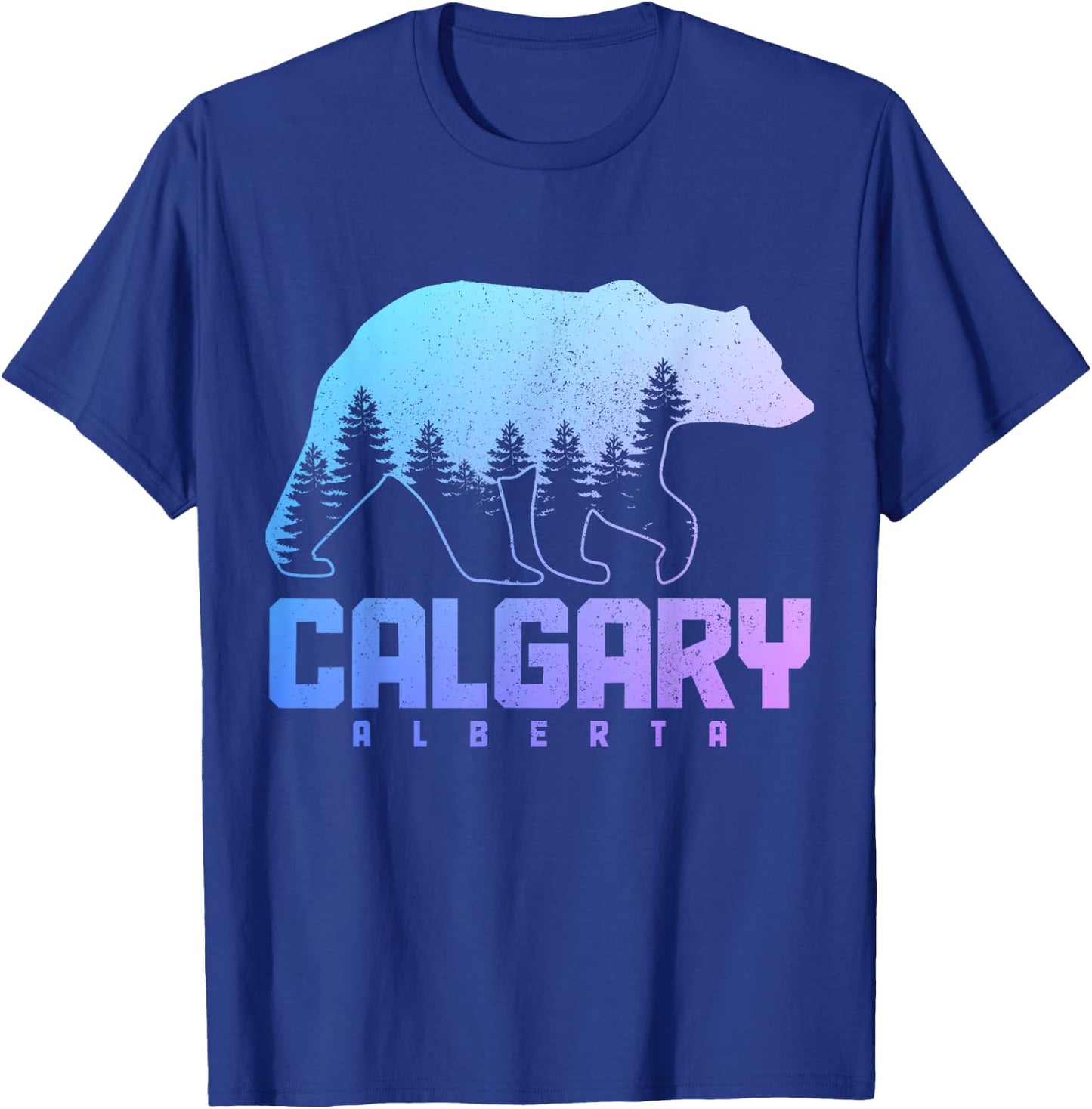 Calgary Alberta Canada Bear Grizzly Pride Outdoor Vintage T-Shirt - T-Shirt | Royal