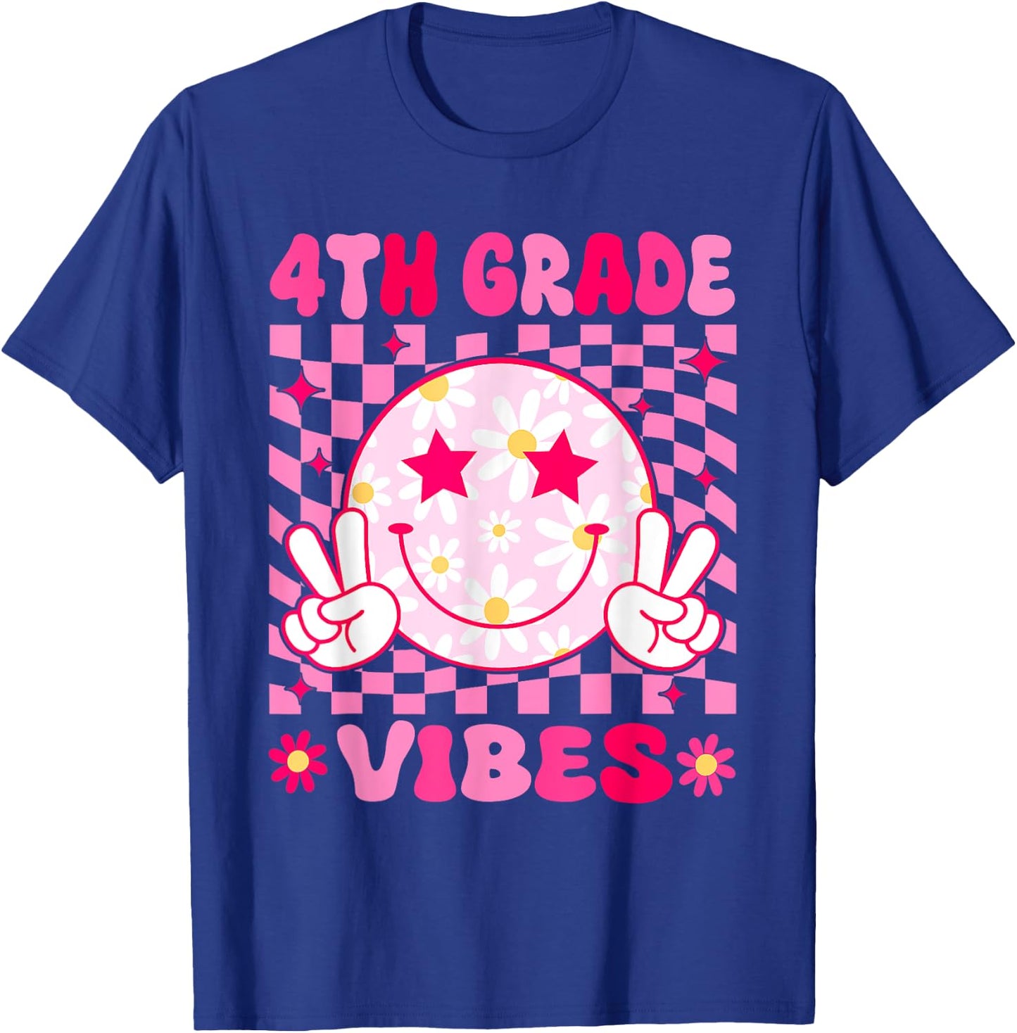 4th Grade Vibes Smile Face Fourth grade Girls Back to School T-Shirt - T-Shirt | Royal
