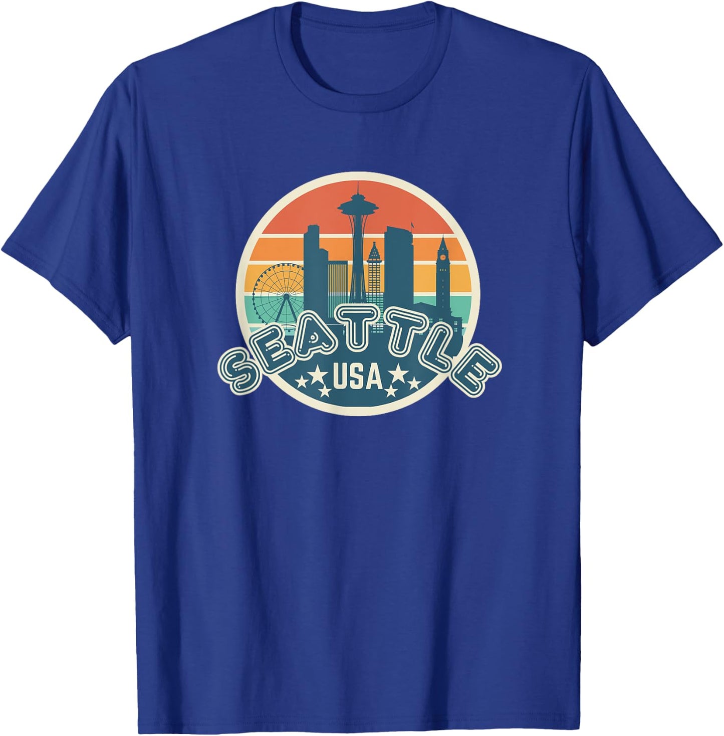 Seattle Space Needle USA Washington Retro University T-Shirt - T-Shirt | Royal