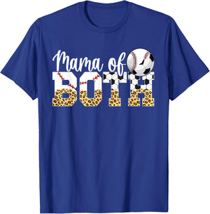 Mama Of Both Baseball Soccer Mom Of Soccer Baseball Player T-Shirt - T-Shirt | Royal