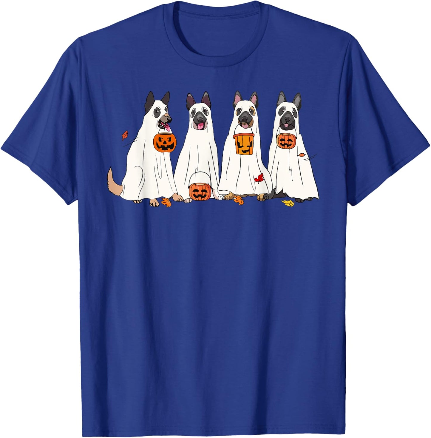 Dog Halloween Trick Or Treat Boo Ghost Pumpkin Malinois Dogs Men Women Kids T-Shirt - T-Shirt | Royal
