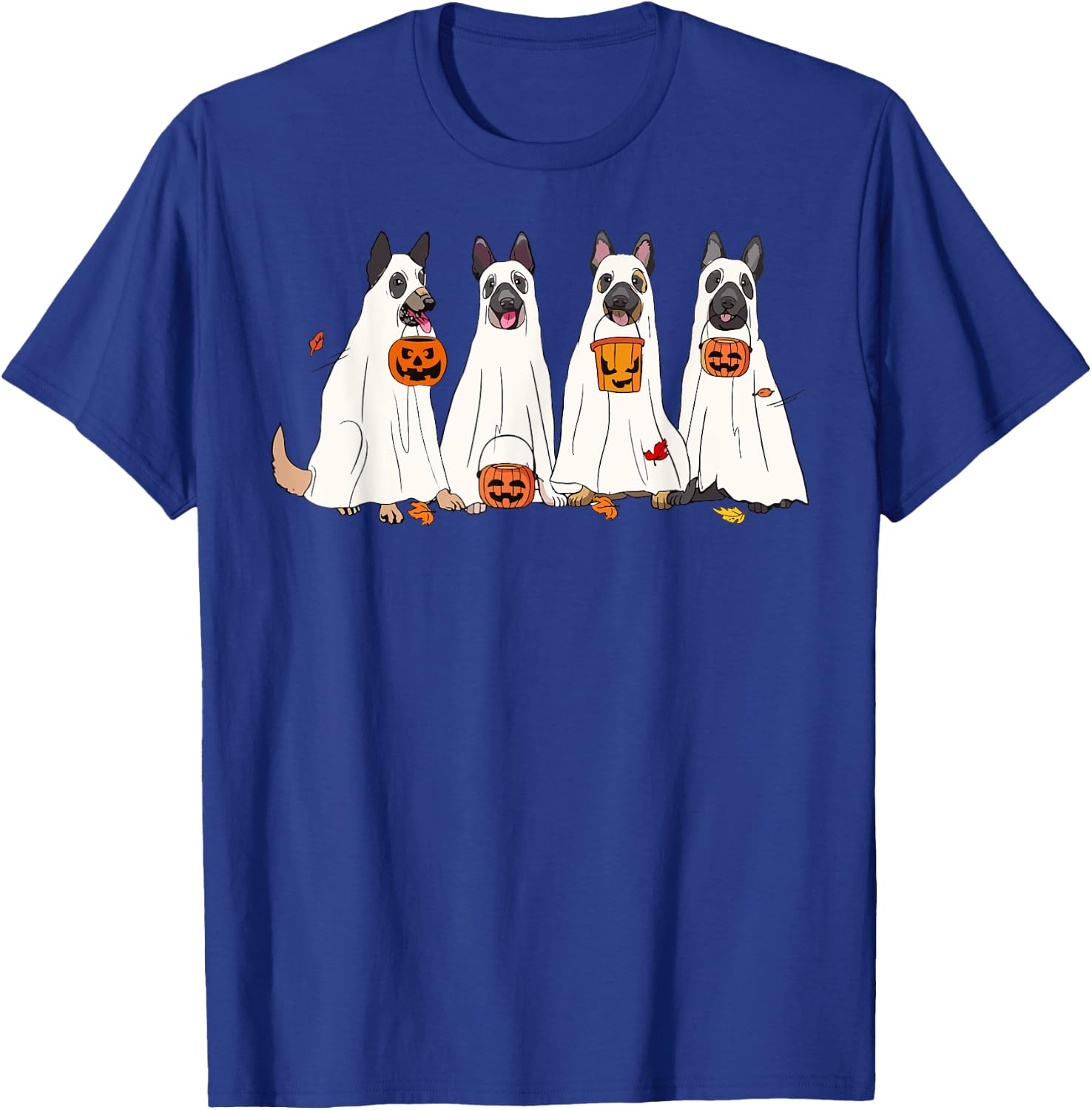Dog Halloween Trick Or Treat Boo Ghost Pumpkin Malinois Dogs Men Women Kids T-Shirt - T-Shirt | Royal