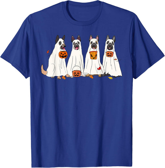 Dog Halloween Trick Or Treat Boo Ghost Pumpkin Malinois Dogs Men Women Kids T-Shirt - T-Shirt | Royal