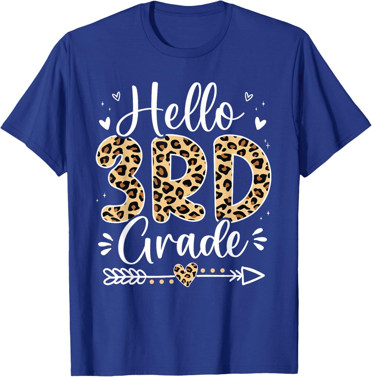 Hello 3rd Grade Leopard Teacher Student Back To School Girls T-Shirt - T-Shirt | Royal