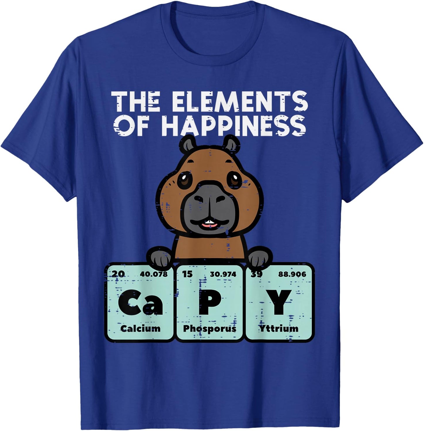 Capybara Elements of Happiness Capy Science Men Women Kids T-Shirt - T-Shirt | Royal