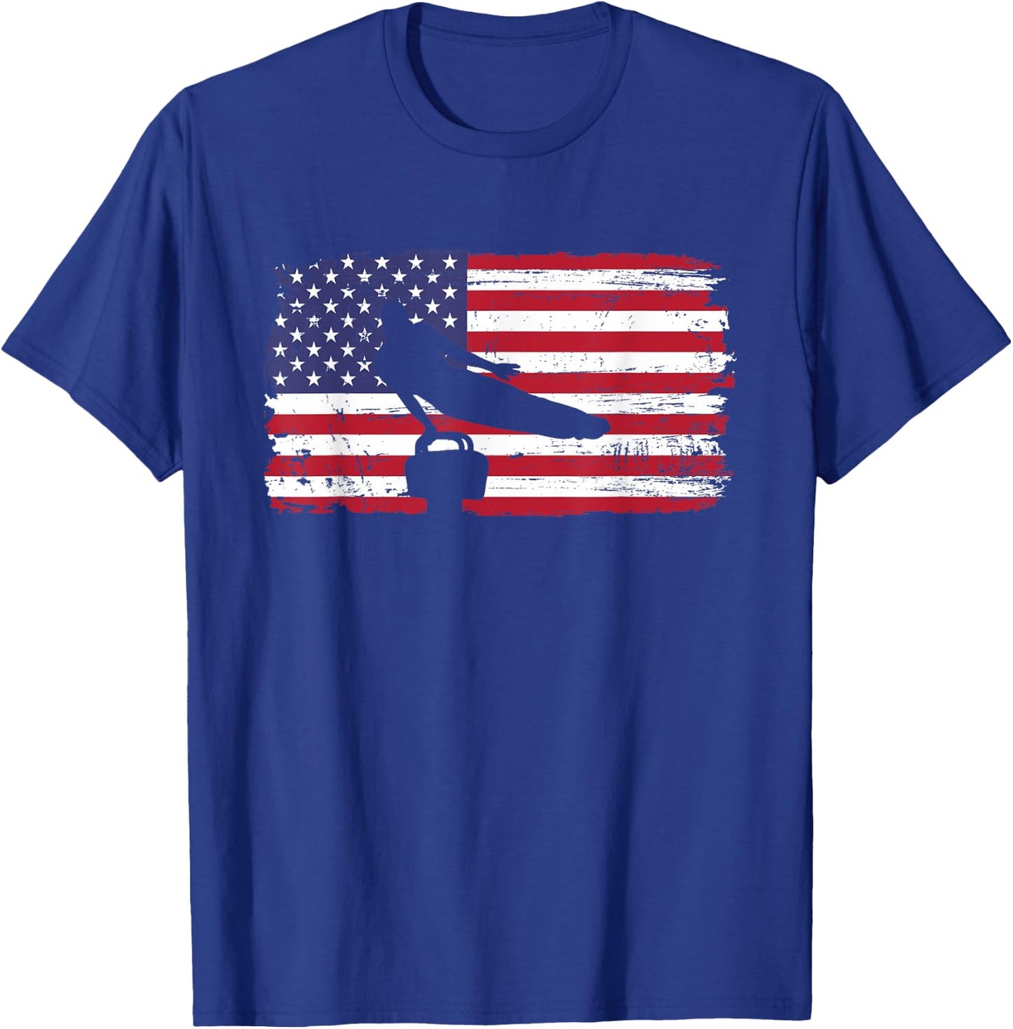 Gymnastics Pommel Horse Guy USA American Flag Sports Team T-Shirt - T-Shirt | Royal