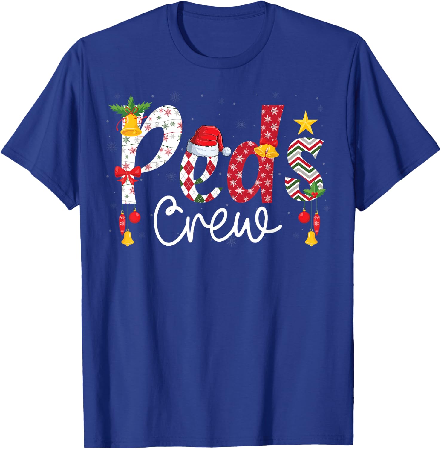 PEDS Crew Santa Hat Pediatric Nurse Squad Christmas T-Shirt - T-Shirt | Royal