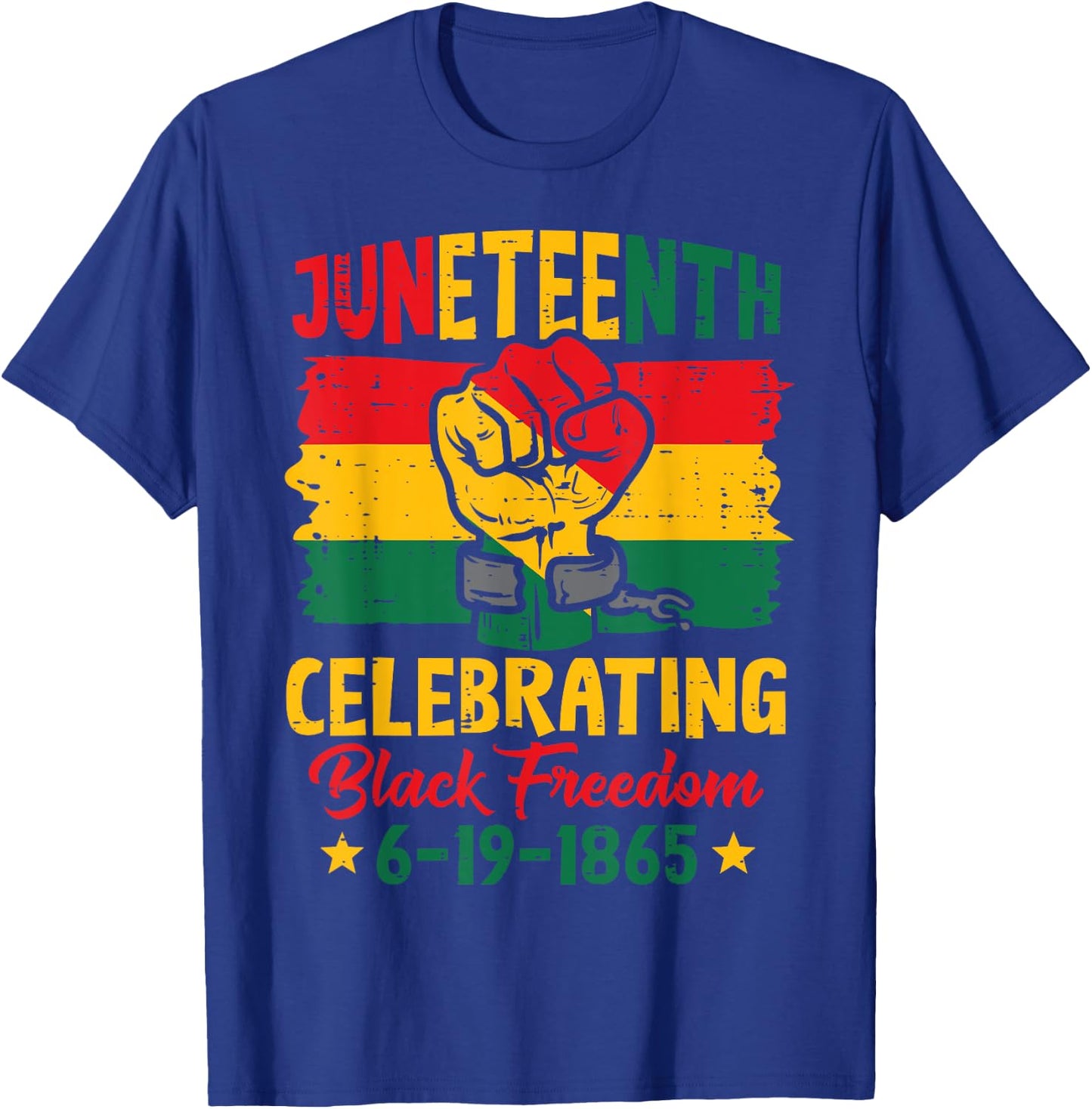 Juneteenth Celebrating Black Freedom Fist Women Men Kids T-Shirt - T-Shirt | Royal
