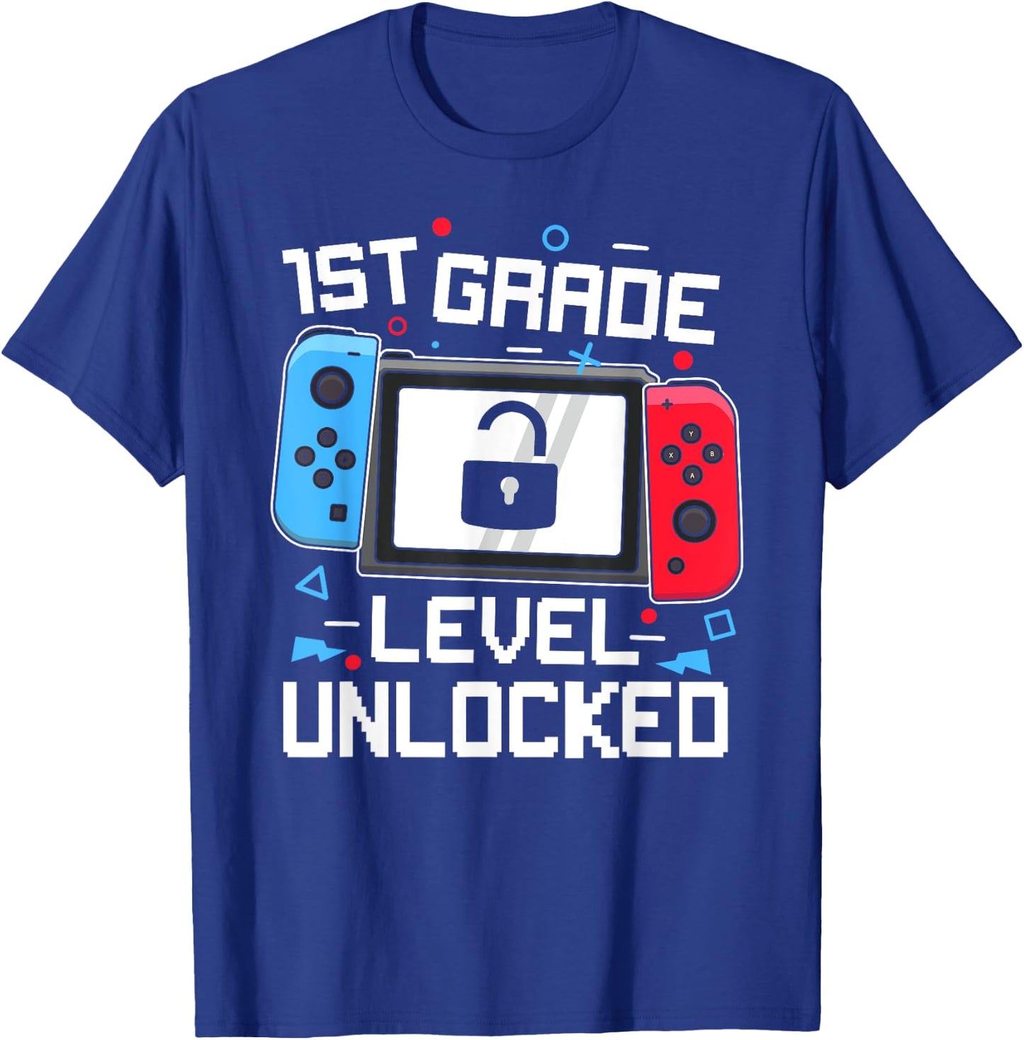 1st Grade Level Unlocked Video Game Back to School Boys T-Shirt - T-Shirt | Royal