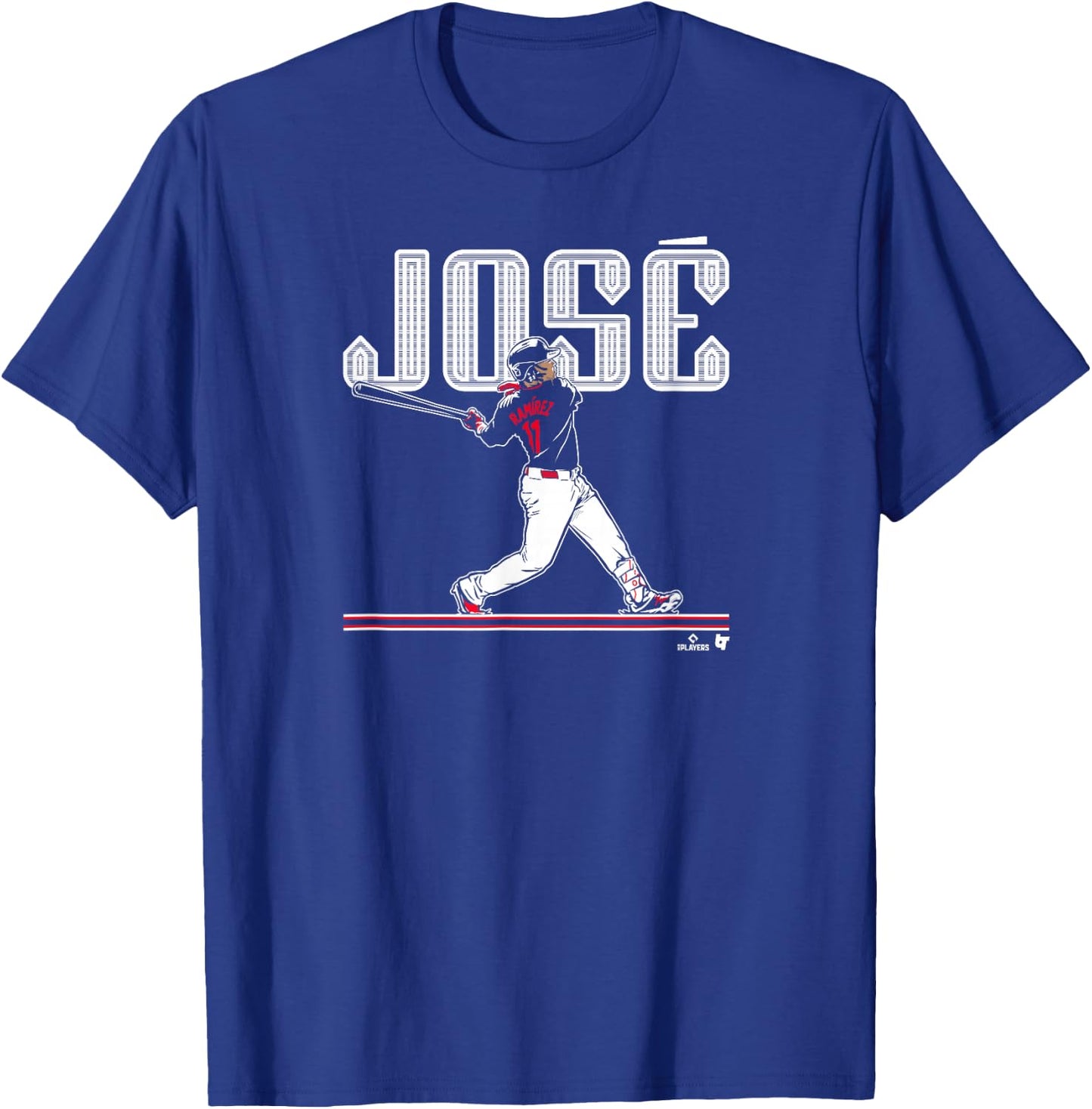 Jose Ramirez - Slugger Swing - Cleveland Baseball T-Shirt - T-Shirt | Royal