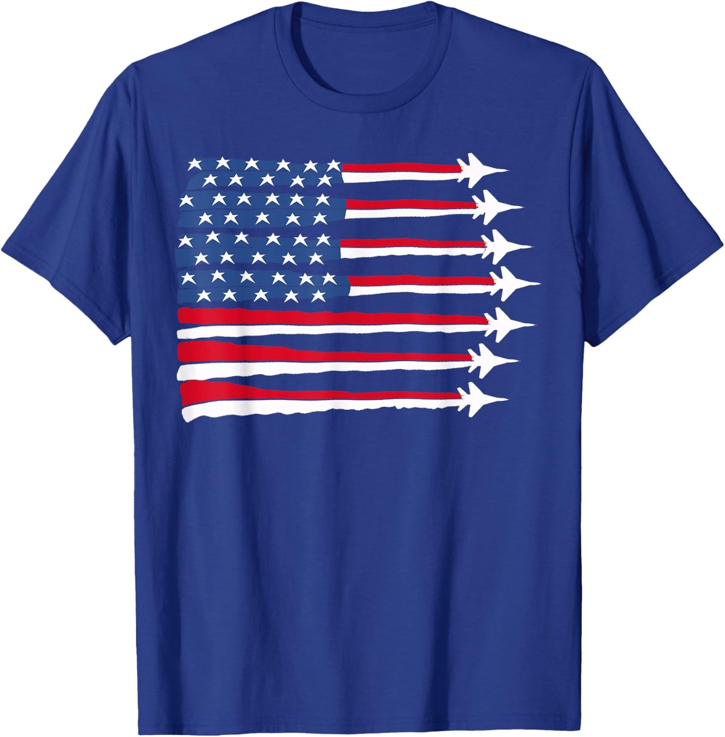 Patriotic Red White Blue USA Flag Fighter Jets 4th of July T-Shirt - T-Shirt | Royal