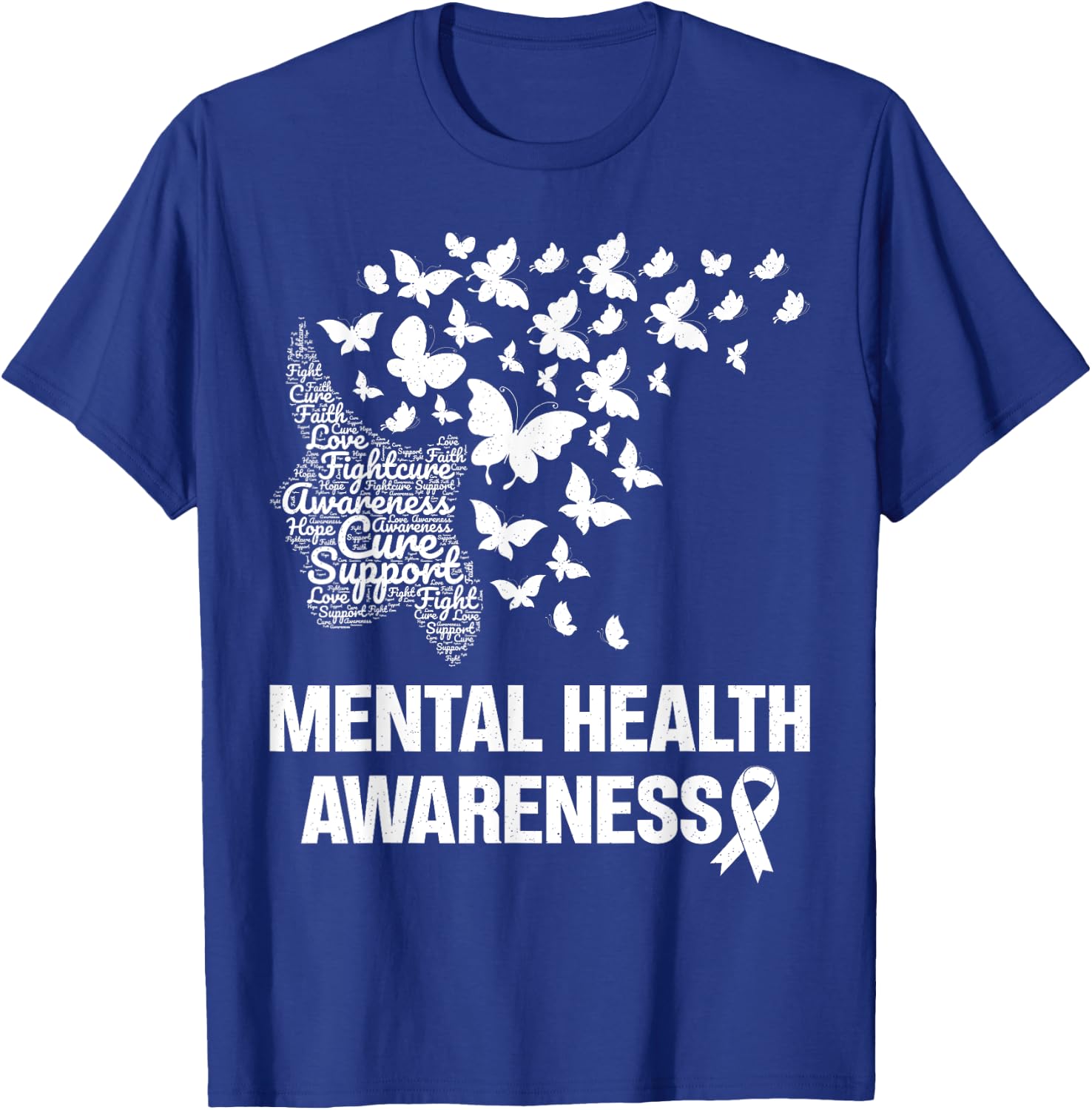 Mental Health Awareness Butterfly Girls Women Green T-Shirt - T-Shirt | Royal