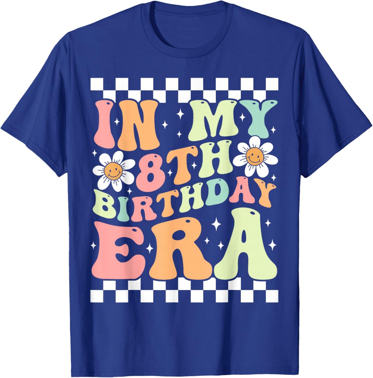 In My 8th Birthday Era Cute Daisy Groovy 8th Birthday Party T-Shirt - T-Shirt | Royal