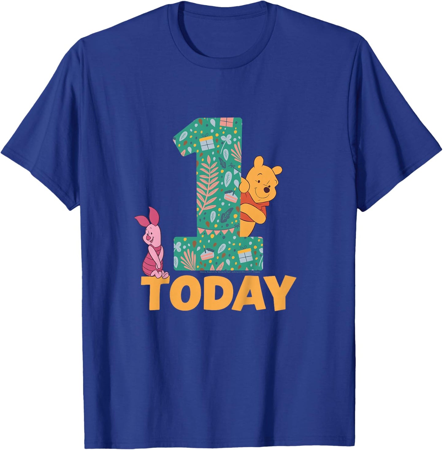 Disney Winnie the Pooh & Piglet Birthday 1 Year Old Today T-Shirt - T-Shirt | Royal