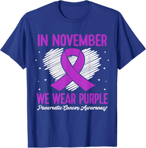 In November We Wear Purple Pancreatic Cancer Awareness Month T-Shirt - T-Shirt | Royal