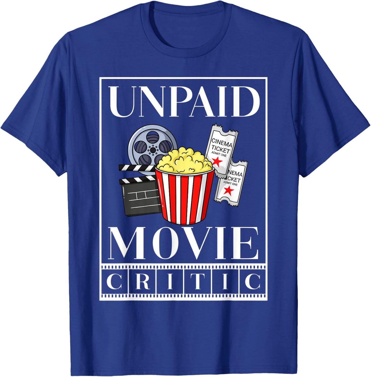 Cinema Watching Movie Watch Night Theater Popcorn T-Shirt - T-Shirt | Royal