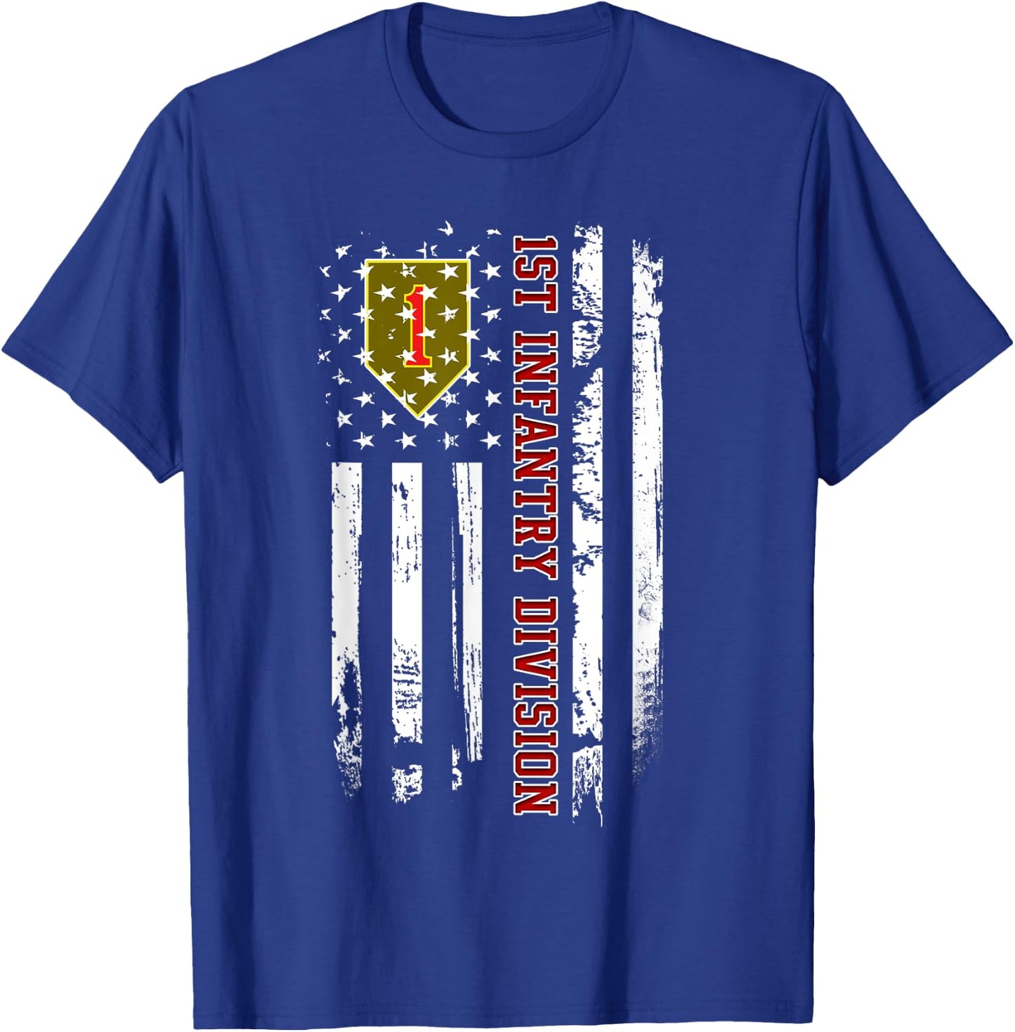 1st Infantry Division American Flag Military Veteran Day T-Shirt - T-Shirt | Royal
