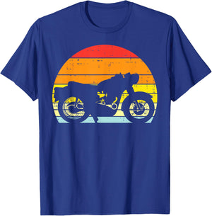 Biker Motorcycle Sunset Retro Motorbike Men Boys Kids Women T-Shirt - T-Shirt | Royal