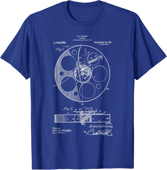 Film Roll Patent Vintage Retro Filmmaker Gift Film T-Shirt - T-Shirt | Royal
