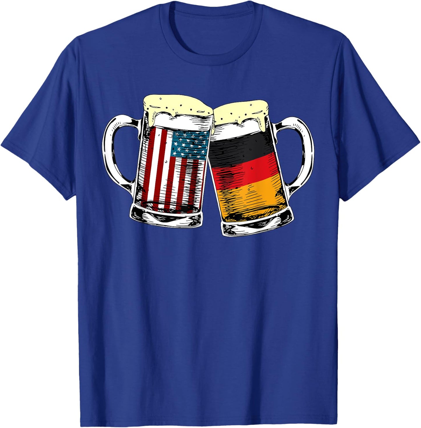 Funny Oktoberfest German American Flag Prost Beer Mug Print T-Shirt - T-Shirt | Royal