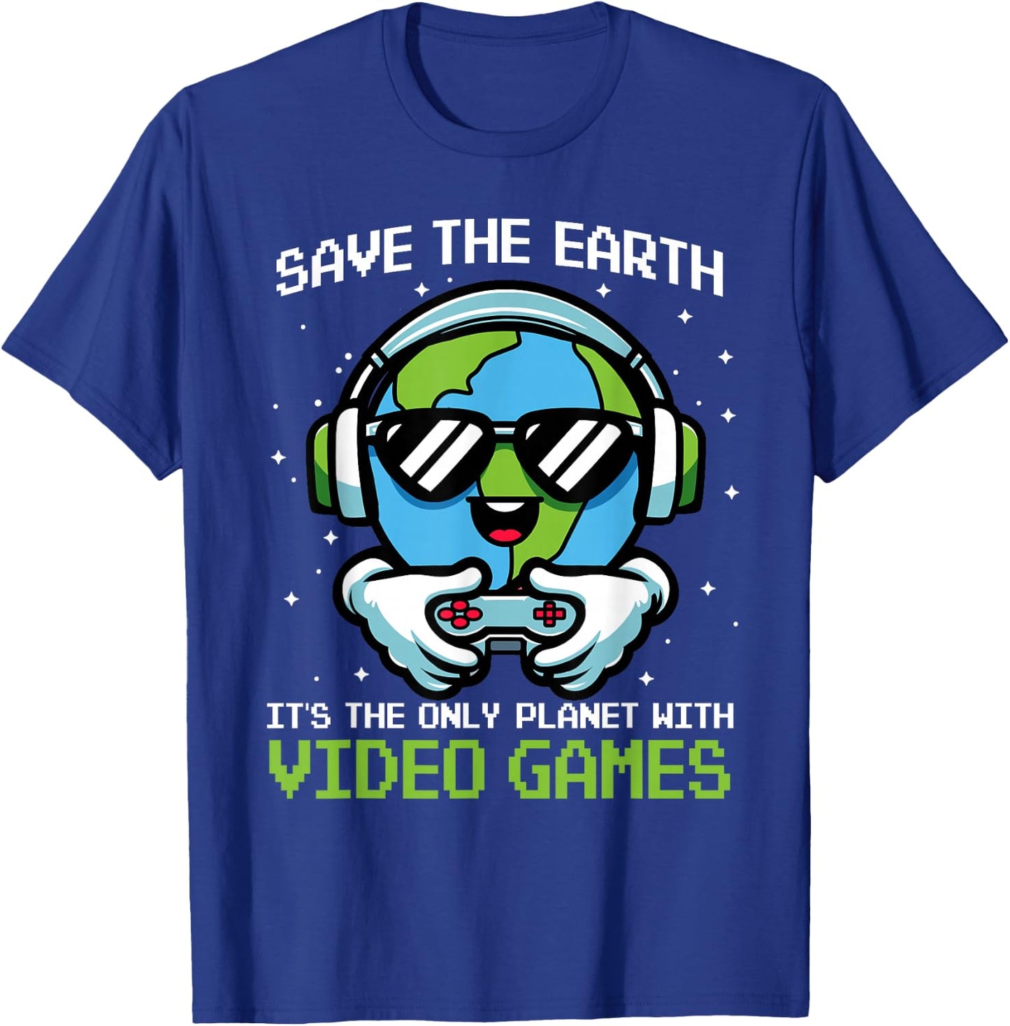 Save Earth Gamer Design - Funny Earth Day Video Game T-Shirt - T-Shirt | Royal
