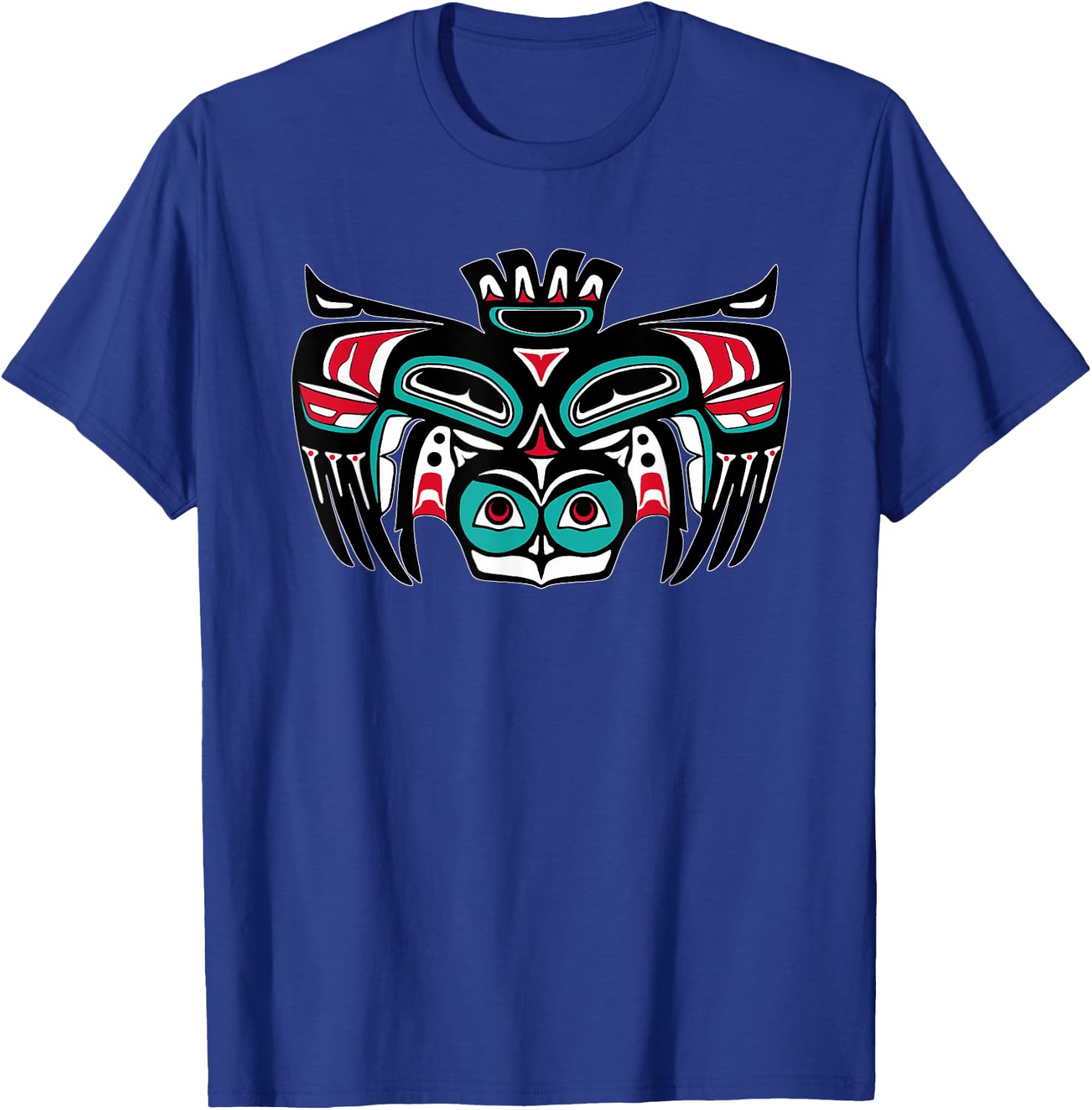 Alaska Native American Indian Style Haida Tlingit Owl Spirit T-Shirt - T-Shirt | Royal