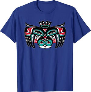 Alaska Native American Indian Style Haida Tlingit Owl Spirit T-Shirt - T-Shirt | Royal