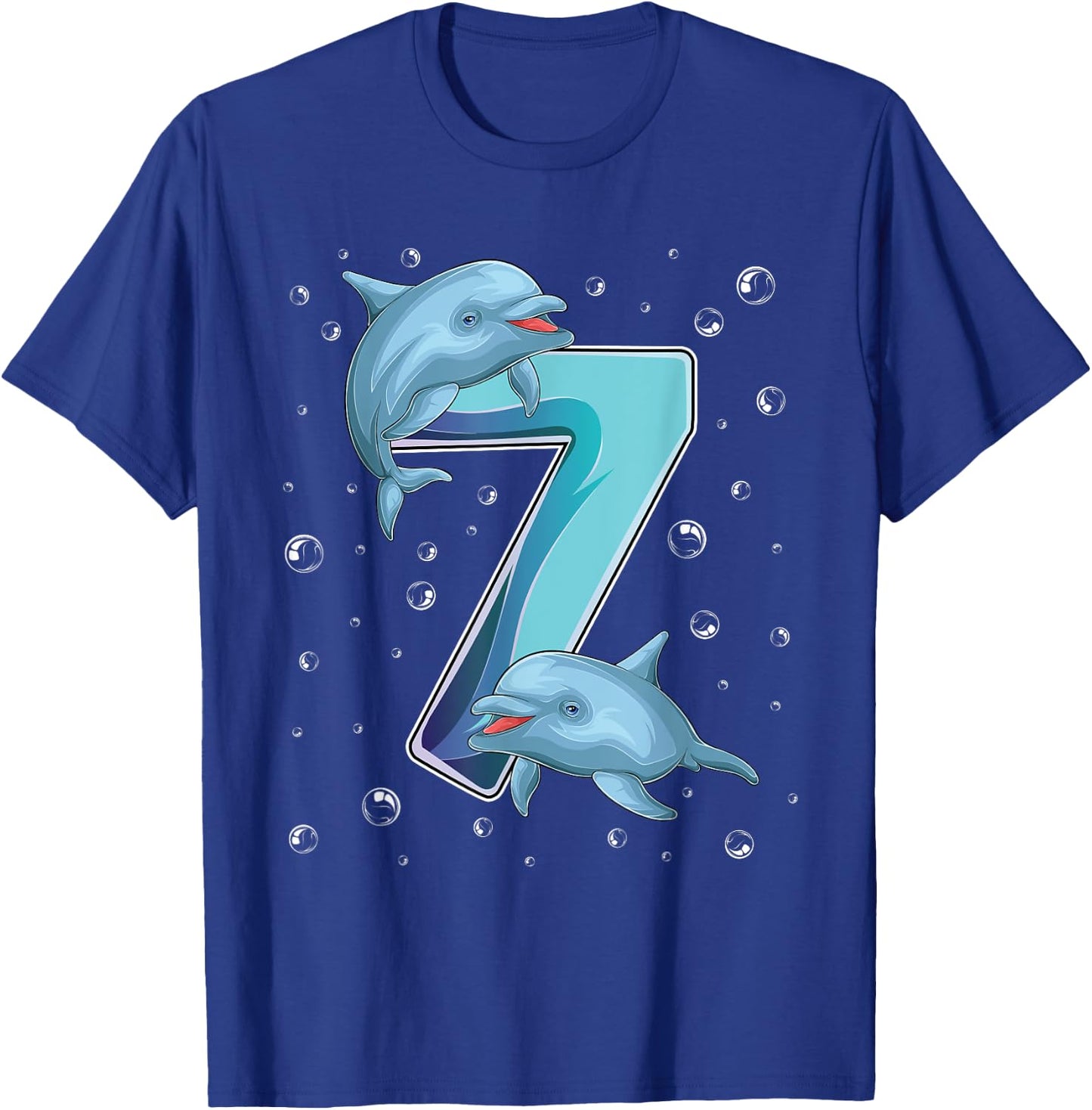 7 Year Old Dolphin 7th Birthday Girl Party Dolphin Lover T-Shirt - T-Shirt | Royal