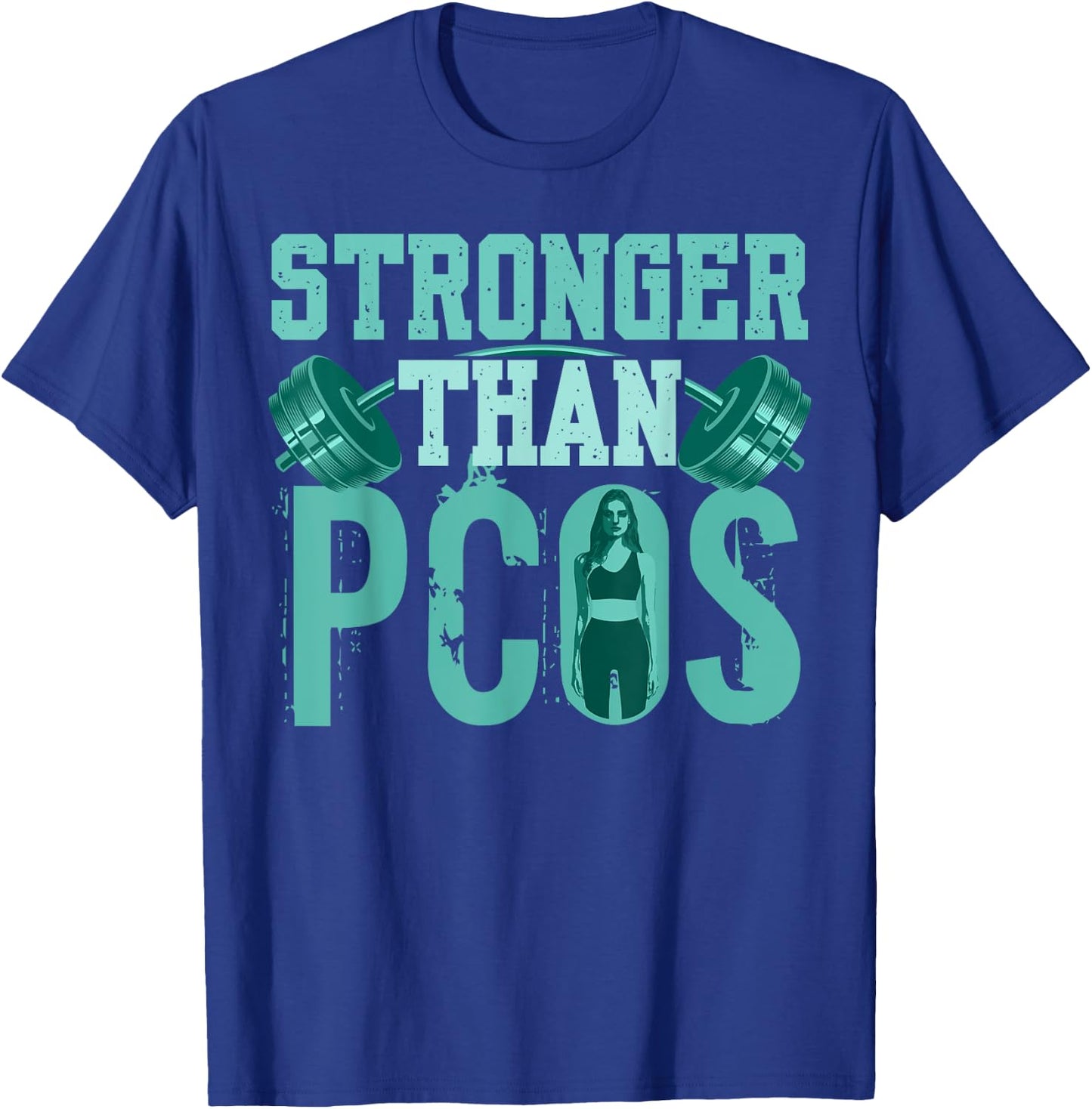 Stronger Than PCOS Awareness Fitness Workout PCOS Warrior T-Shirt - T-Shirt | Royal