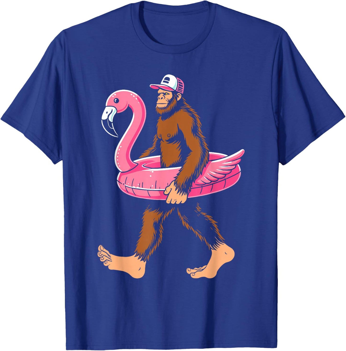 Pool party bigfoot flamingo float sasquatch pink float women T-Shirt - T-Shirt | Royal