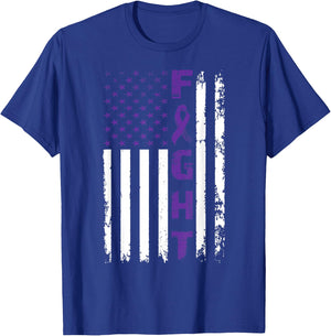 Fight Alzheimer's Dementia Awareness American Flag T-Shirt - T-Shirt | Royal