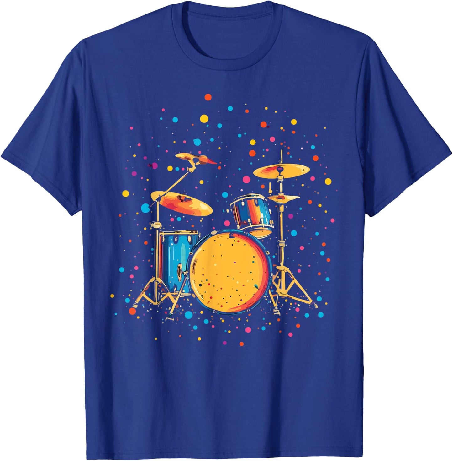 Polka Dots Pop Art Drum Set Funny Drummer Musician Music T-Shirt - T-Shirt | Royal