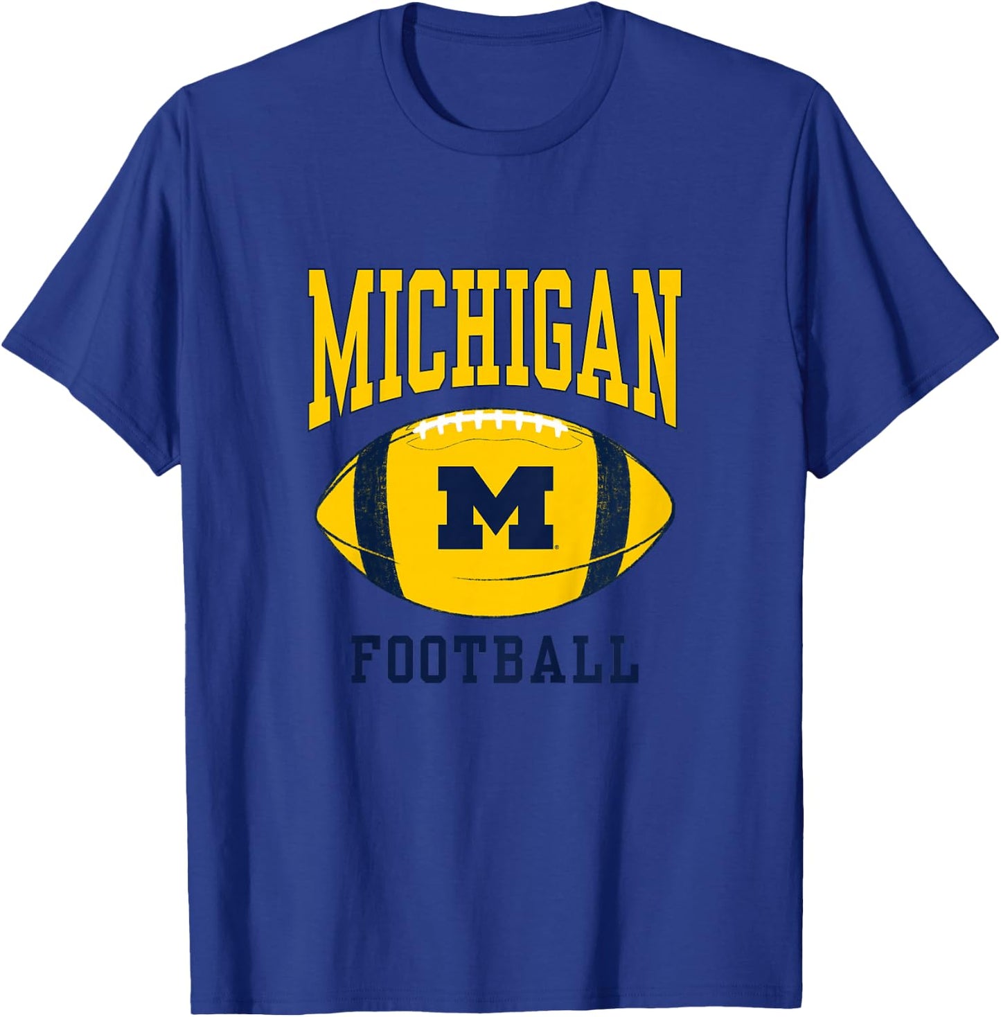 Kids University of Michigan Wolverines U of M Football Ball T-Shirt - T-Shirt | Royal